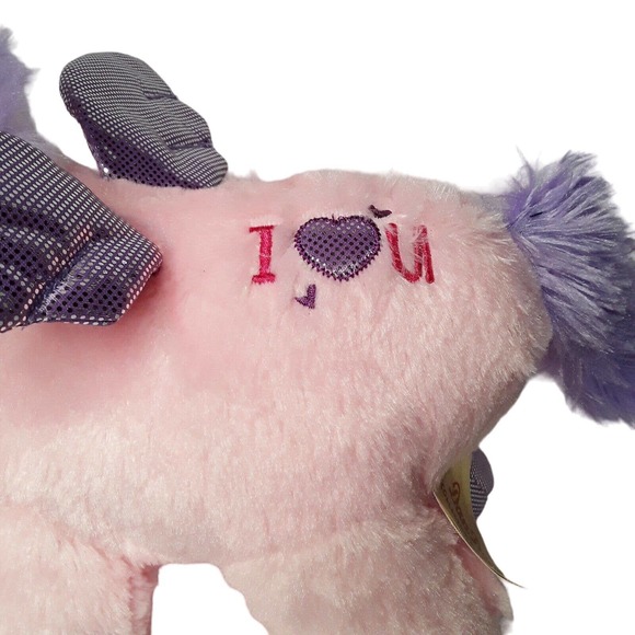 Dan Dee Pink Purple Pegasus Flying Pony Horse Plush I Heart U Stuffed 12" Love - Picture 7 of 9